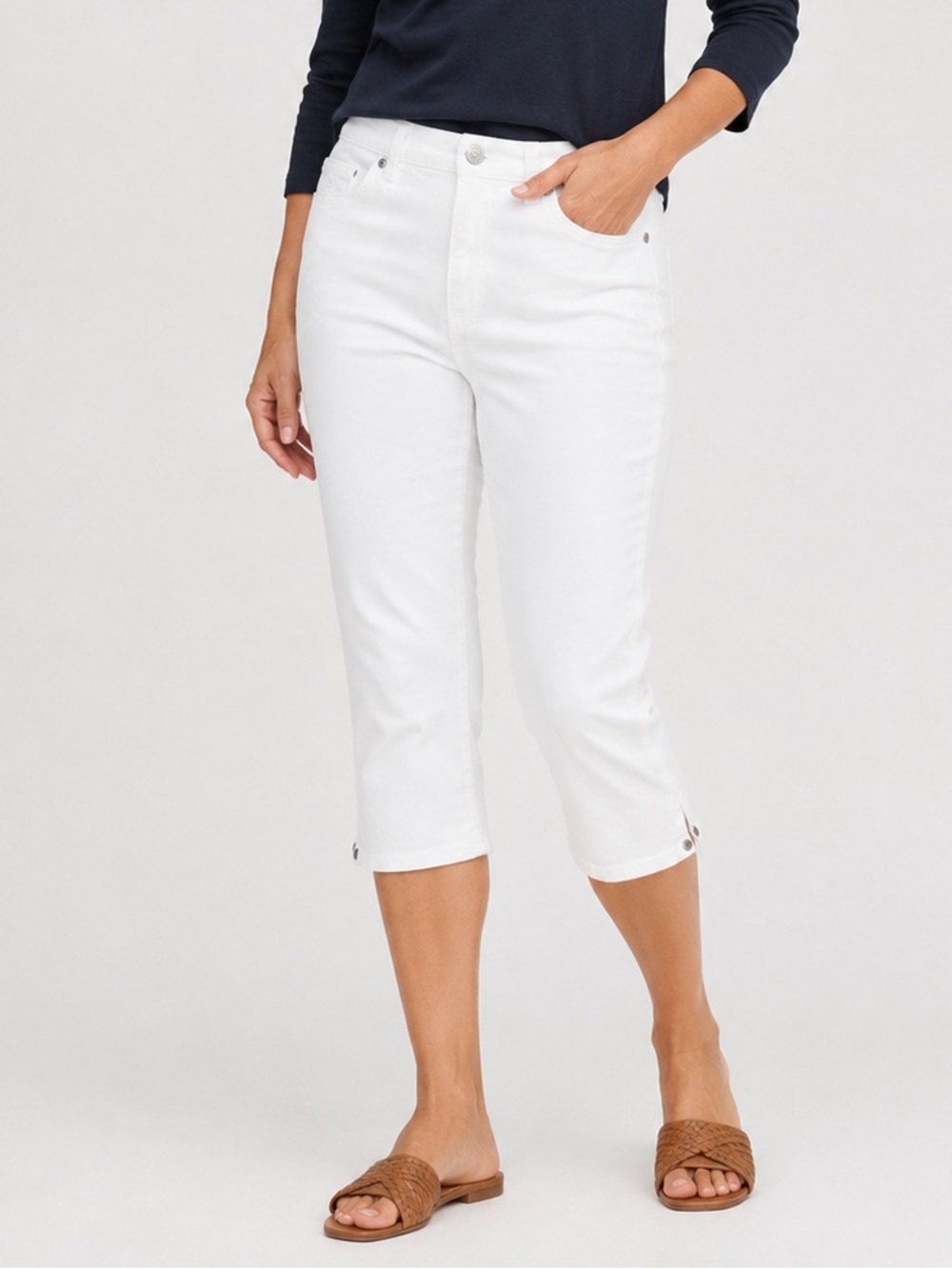Gloria Vanderbilt Amanda High Rise Slimming Stretch Capri Jeans White 12 NEW